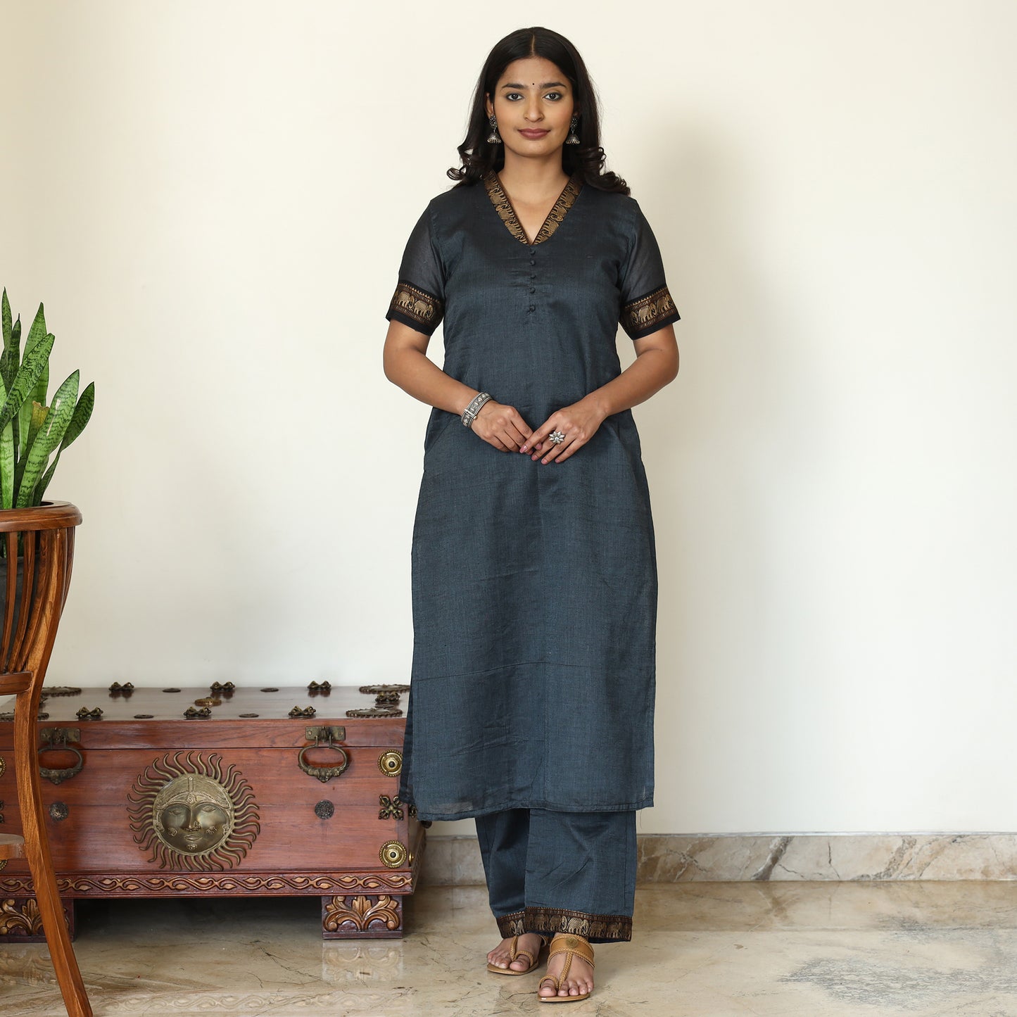 Dharwad Cotton Kurta with Palazzo & Dupatta Set 03