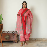 Pink - Dharwad Cotton Kurta with Palazzo & Dupatta Set 07