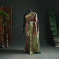 Orange - Kanjeevaram Pure Handloom Mulberry Silk Handpainted Srikalahasti Pen Kalamkari Saree with Zari Work 15