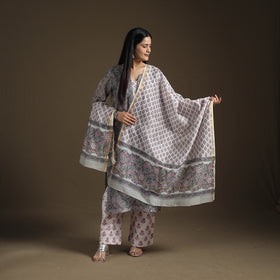 Sanganeri Hand Block Print Cotton Suit Set with Dupatta for Women 05