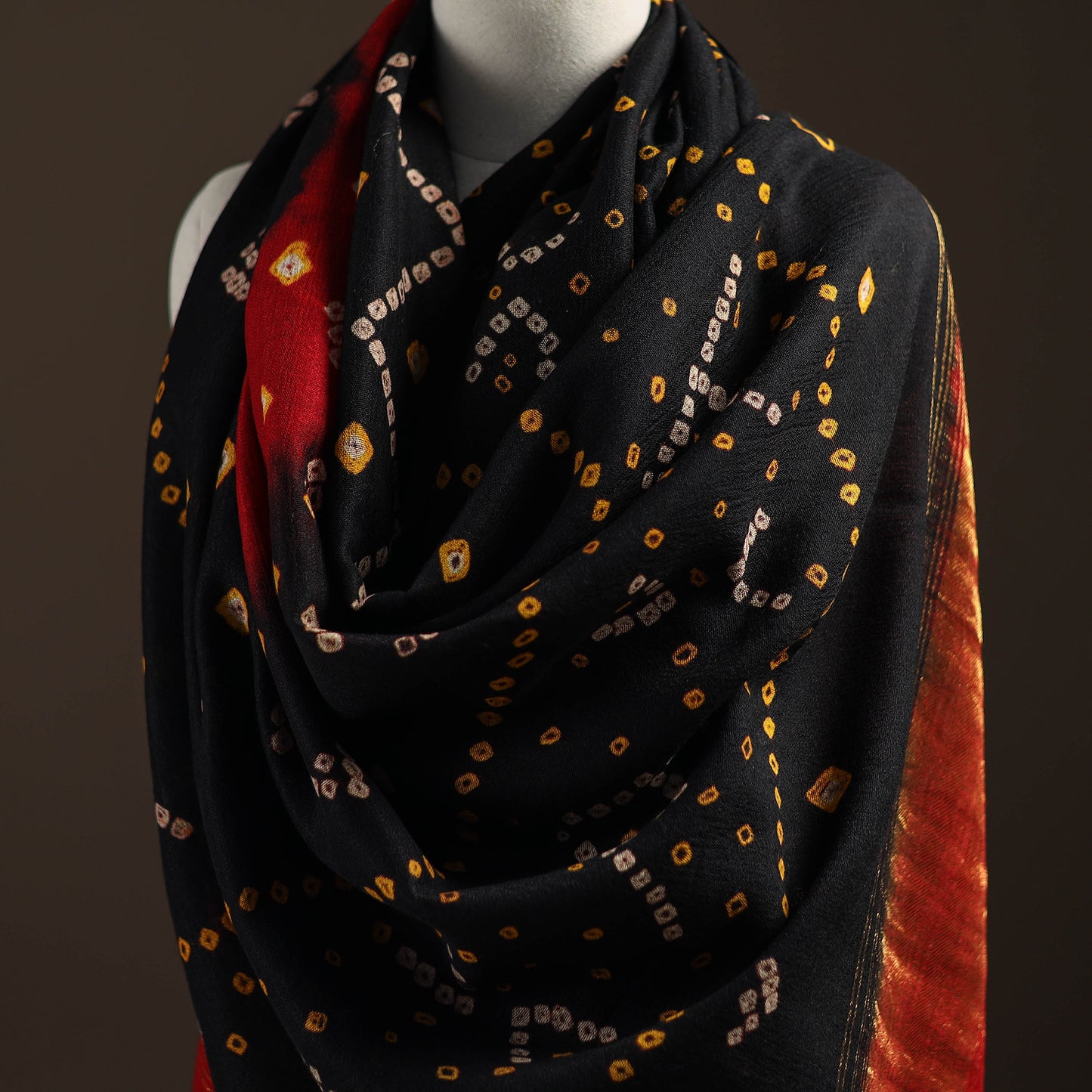 Kutch Bandhani Handwoven Merino Wool Shawl 43