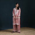 Peach - Hand Embroidered Rayon Chikankari Kurta with Palazzo Set for Women 12