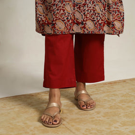 Red - printed cotton kalamkari kurta set 17 - handcrafted