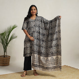 Black - Block Printed Cotton Kalamkari Kurta Set 15