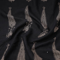 Black - Mulberry Silk Bagh Print Fabric 07