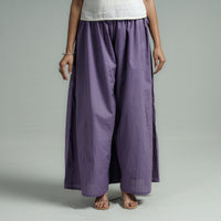 Purple - Plain Dyed Cotton Flared Palazzo