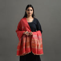 Red - Kutch Neran Hand Embroidery Mirror Work Woollen Shawl 61