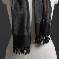 Black - Kumaun Handwoven Pure Merino Wool Scarf 218