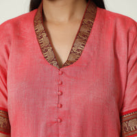 Pink - Dharwad Cotton Kurta with Palazzo & Dupatta Set 07