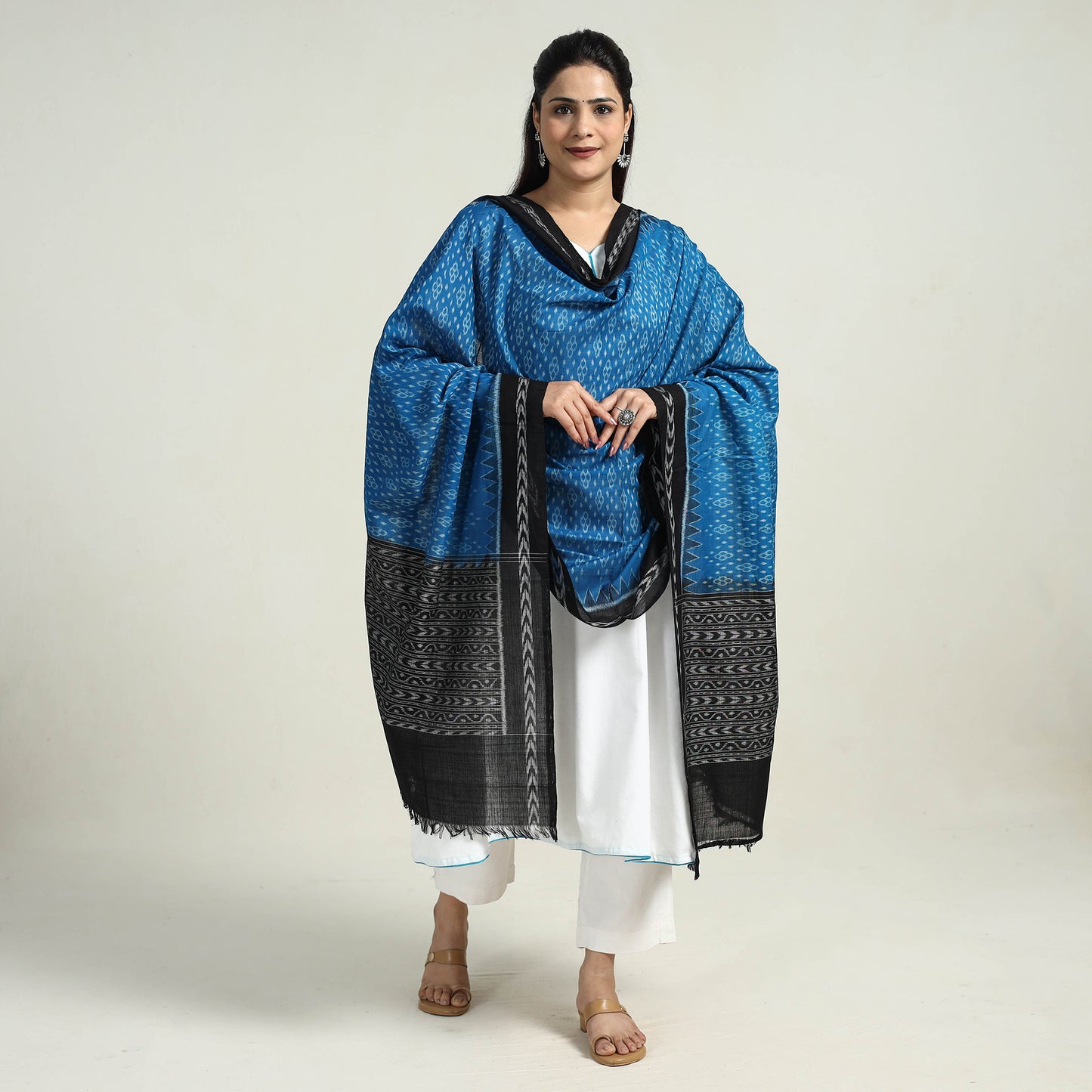 Blue - Sambalpuri Ikat Weave Handloom Cotton Dupatta 01