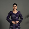 Purple Mercerised Cotton Straight Pochampally Ikat Kurta for Women