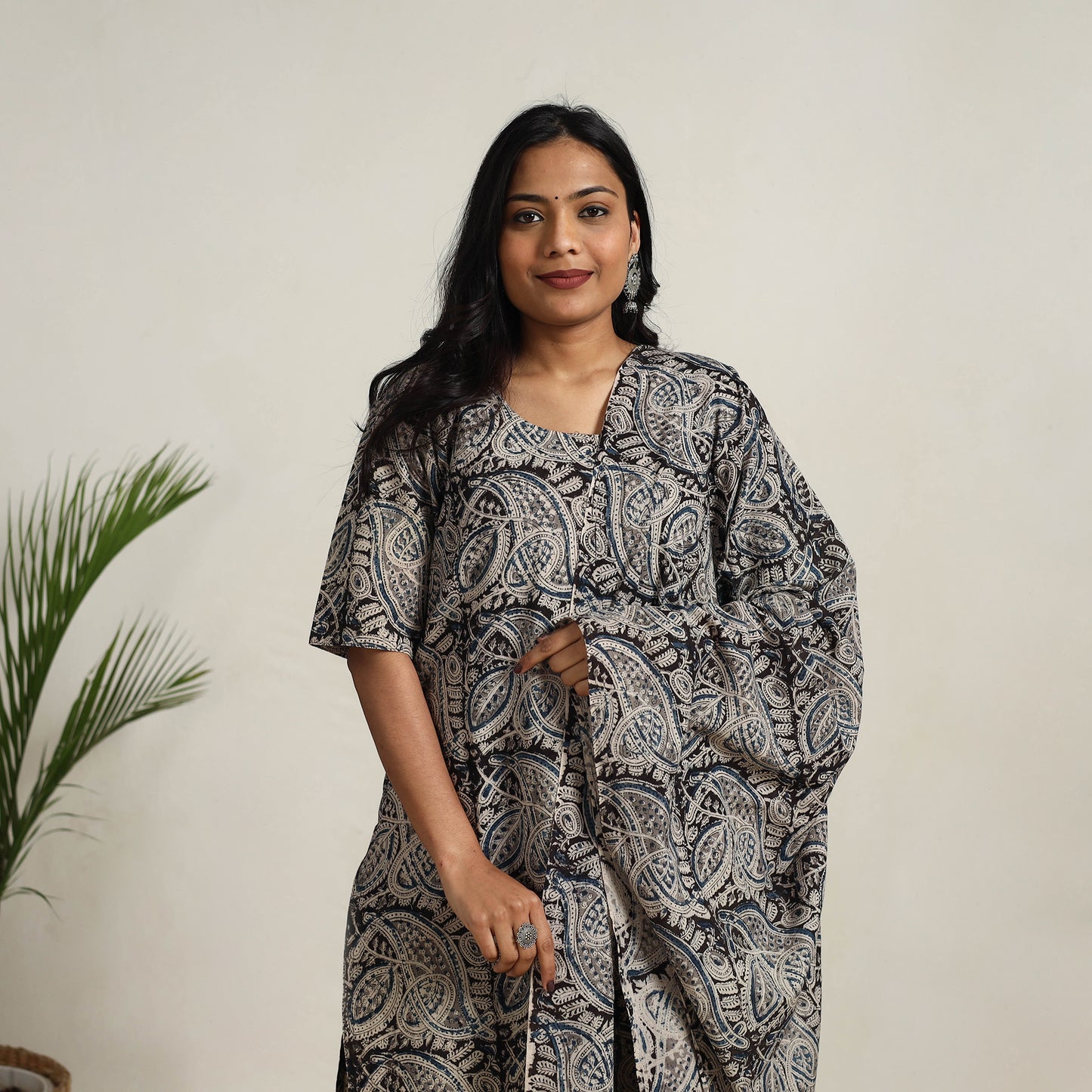 Black - Block Printed Cotton Kalamkari Kurta Set 15