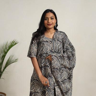 Black - Block Printed Cotton Kalamkari Kurta Set 15