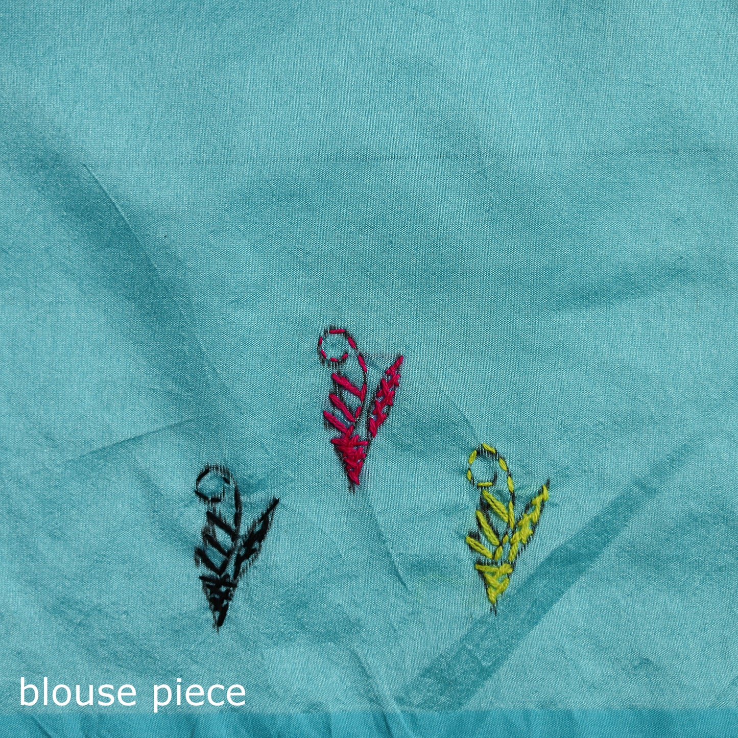 Blue - Bengal Nakshi Kantha Hand Embroidered Silk Saree 36