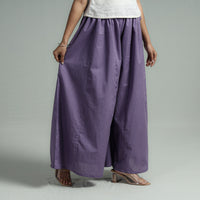 Purple - Plain Dyed Cotton Flared Palazzo