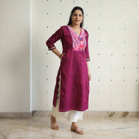 Purple - Traditional Cotton Khun Straight Kurta for Women 14