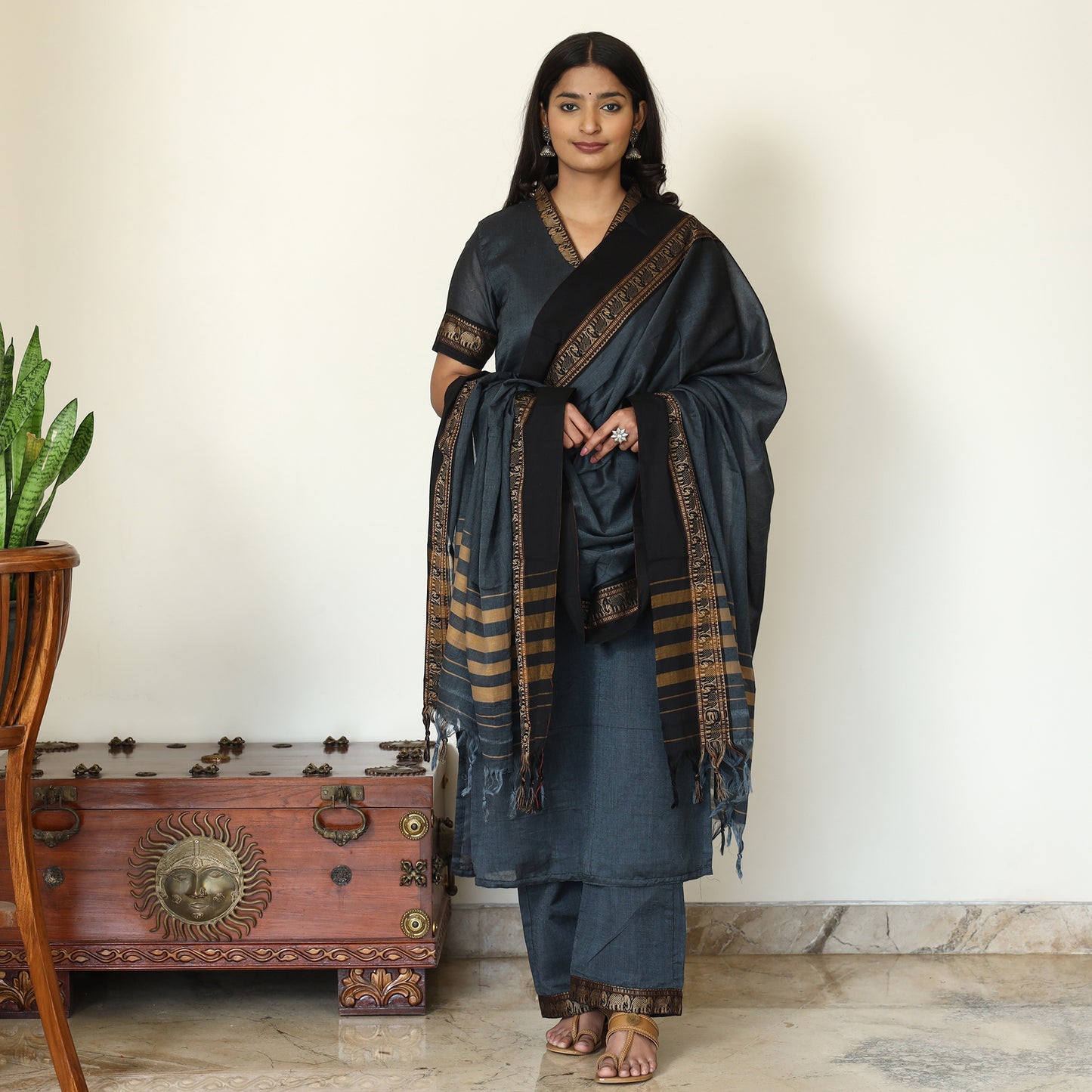 Dharwad Cotton Kurta with Palazzo & Dupatta Set 03