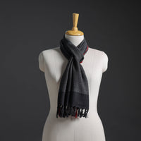 Black - Kumaun Handwoven Pure Merino Wool Scarf 218