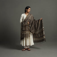 Brown - Block Printed Chanderi Silk Bagru Dupatta 40