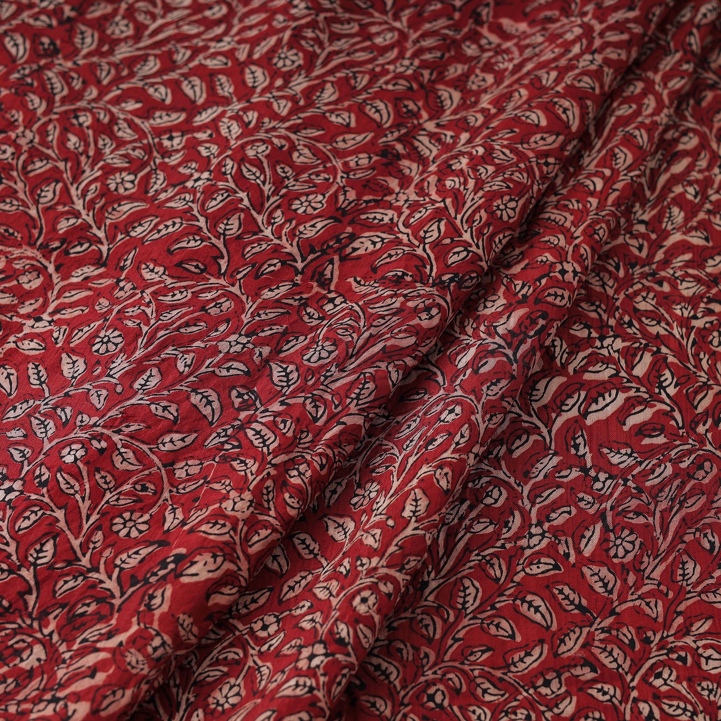 Red - Mulberry Silk Bagh Print Fabric 08