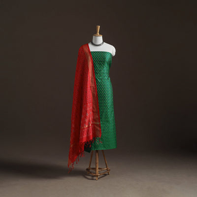 Pochampally Ikat Handloom Sico Unstitched Dress Material: Kurta with Dupatta 17