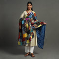 Multicolor - indigo reversible patchwork cotton dupatta 16