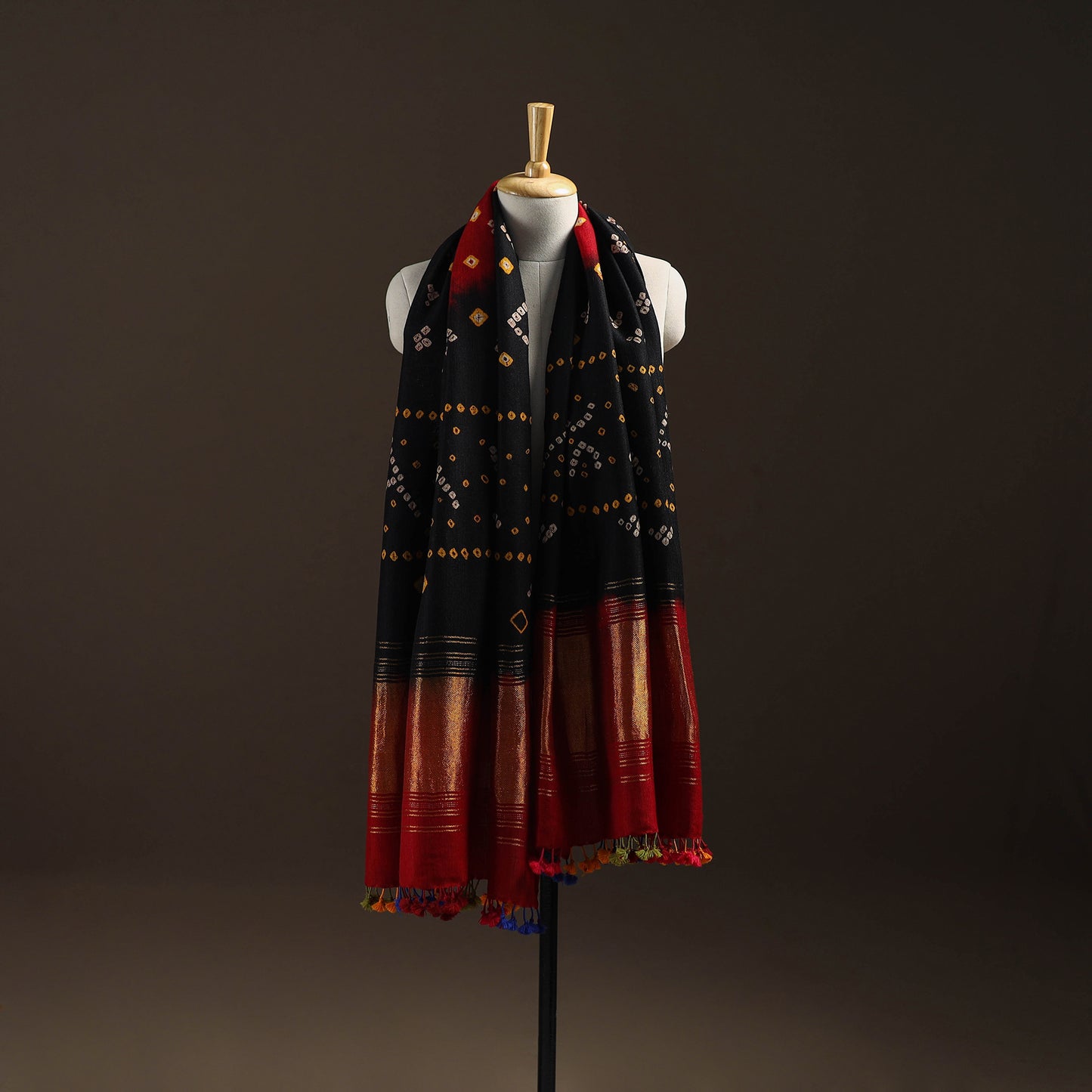 Kutch Bandhani Handwoven Merino Wool Shawl 43