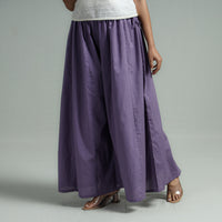 Purple - Plain Dyed Cotton Flared Palazzo