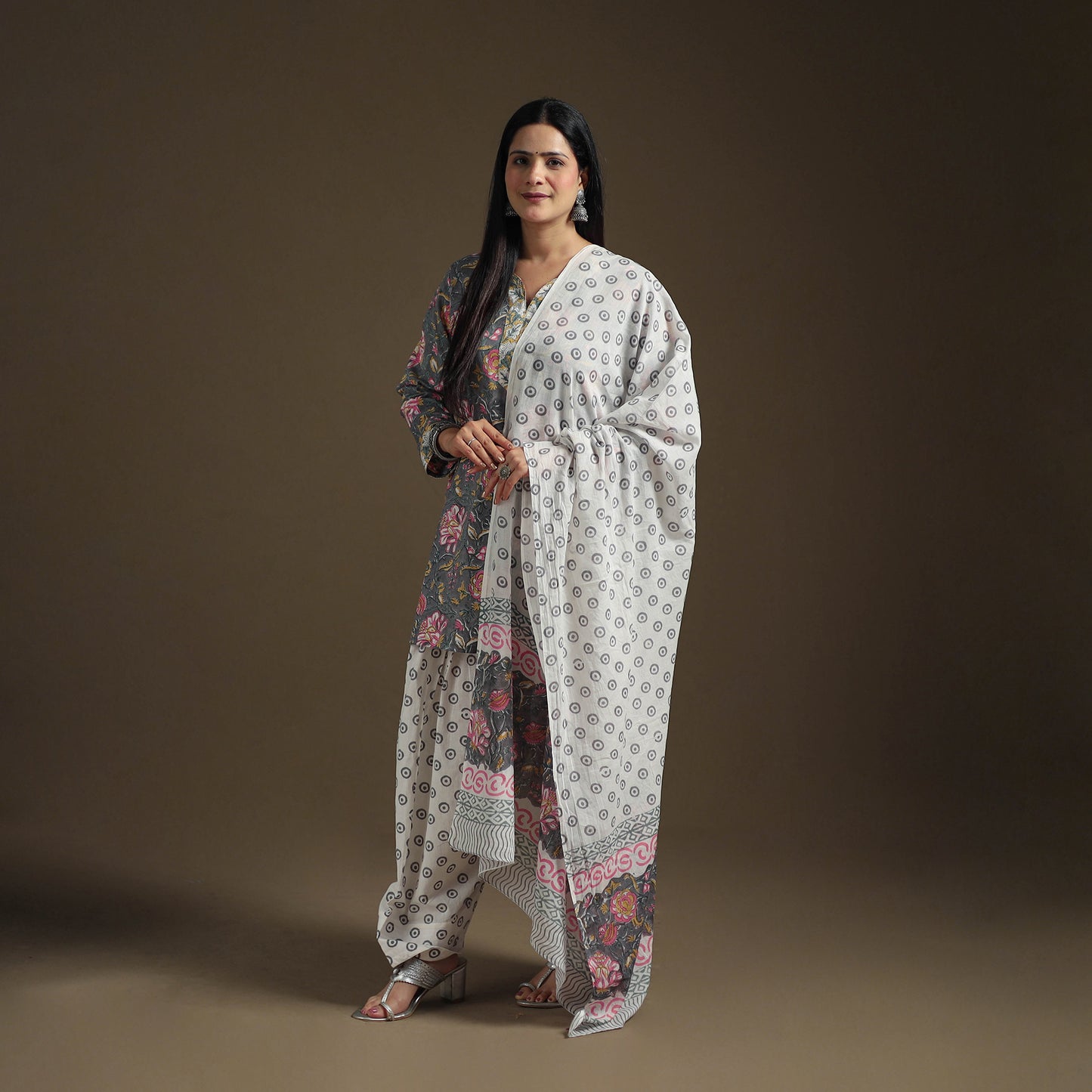 Sanganeri Hand Block Print Cotton Suit Set with Dupatta for Women 01