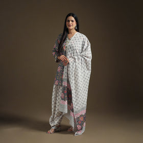 Sanganeri Hand Block Print Cotton Suit Set with Dupatta for Women 01