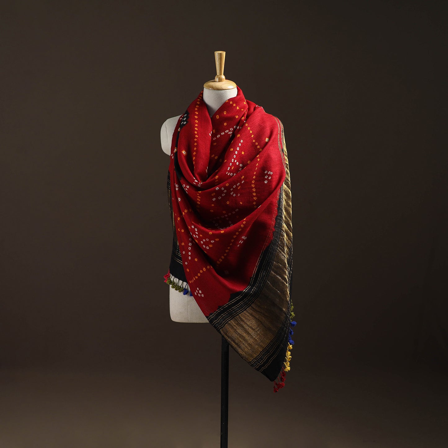 Kutch Bandhani Handwoven Merino Wool Shawl 44