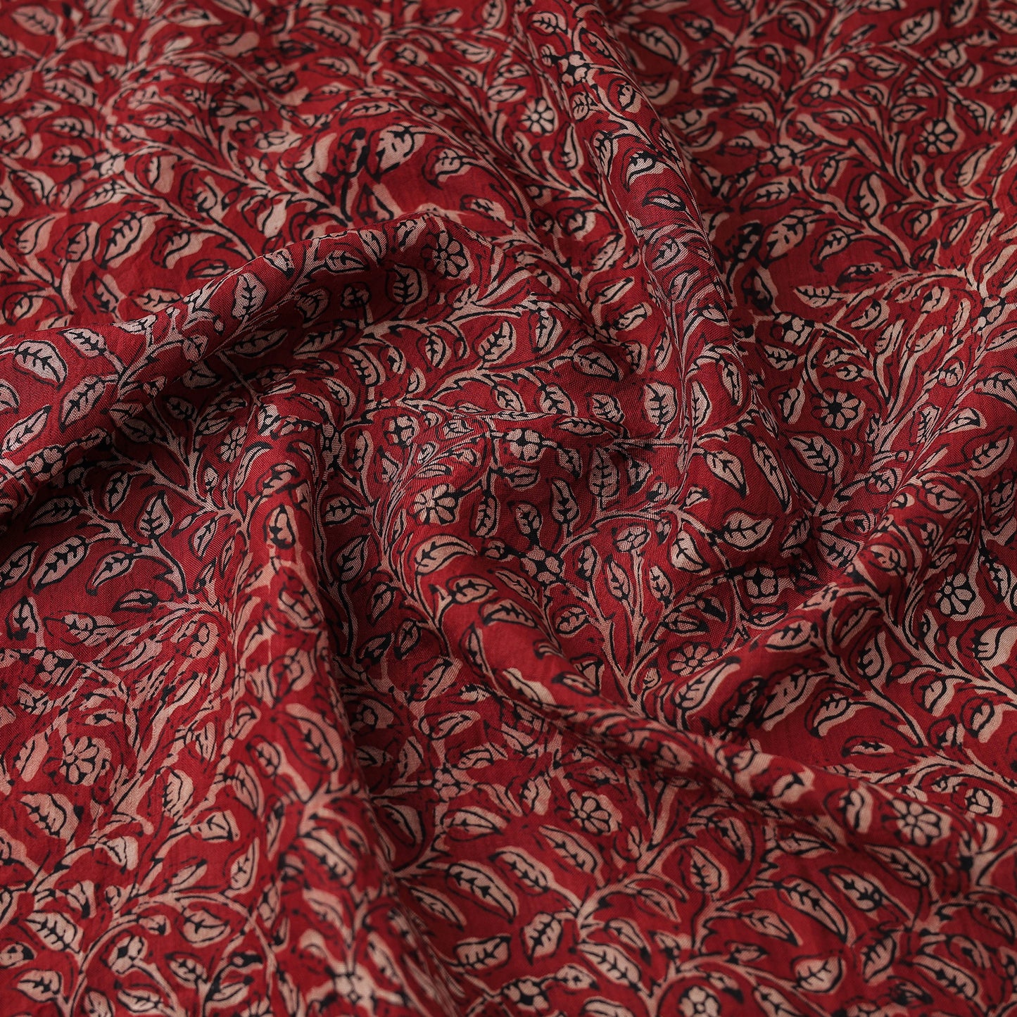 Red - Mulberry Silk Bagh Print Fabric 08