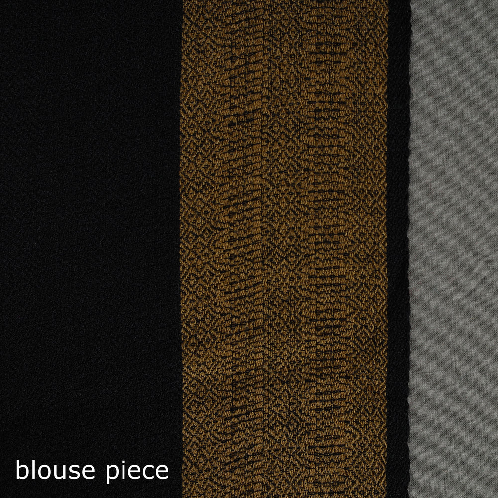 Black - Kumaun Handwoven Pure Merino Woolen Saree 07