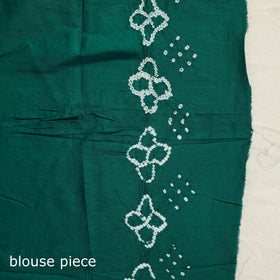 Green - kutch bandhani tie-dye cotton saree with blouse