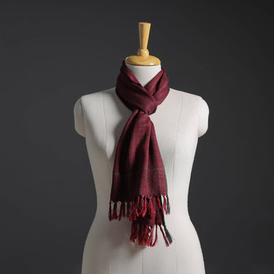 Maroon - Kumaun Handwoven Pure Merino Wool Scarf 219