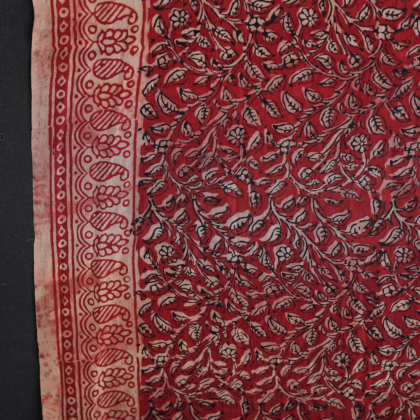 Red - Mulberry Silk Bagh Print Fabric 08