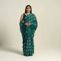 Green - kutch bandhani tie-dye cotton saree with blouse