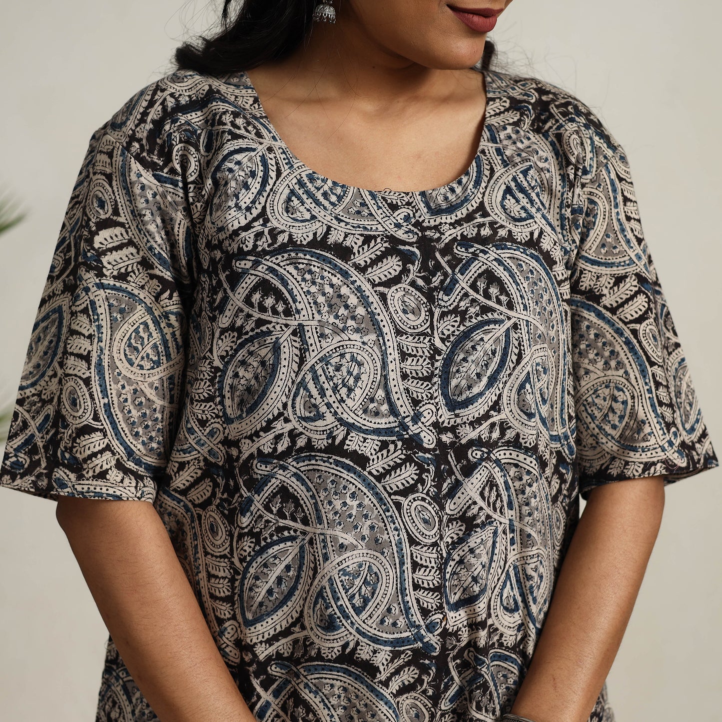 Black - Block Printed Cotton Kalamkari Kurta Set 15
