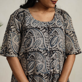 Black - Block Printed Cotton Kalamkari Kurta Set 15