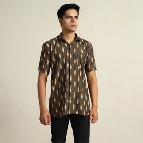Buy Green Pochampally Ikat Weave Cotton Men Half Sleeve Shirt 03 Online at iTokri.com