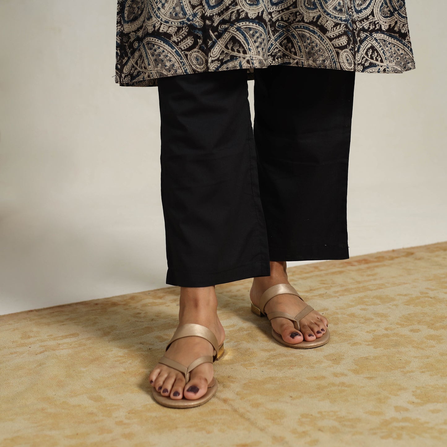 Black - Block Printed Cotton Kalamkari Kurta Set 15