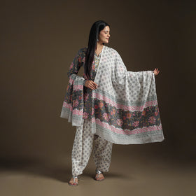 Sanganeri Hand Block Print Cotton Suit Set with Dupatta for Women 01