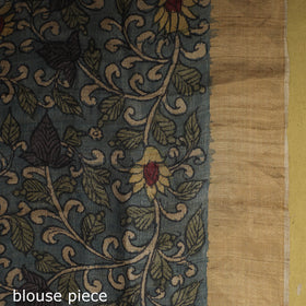 Brown - penwork tussar ghicha silk handspun handpainted