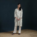 White - Hand Embroidered Printed Cotton Chikankari Kurta with Pant Set for Women 28