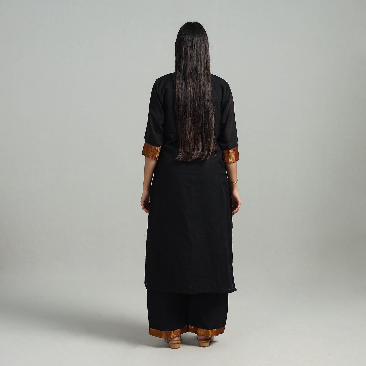 Buy Cotton Black Dharwad Kurta Set with Palazzo & Dupatta