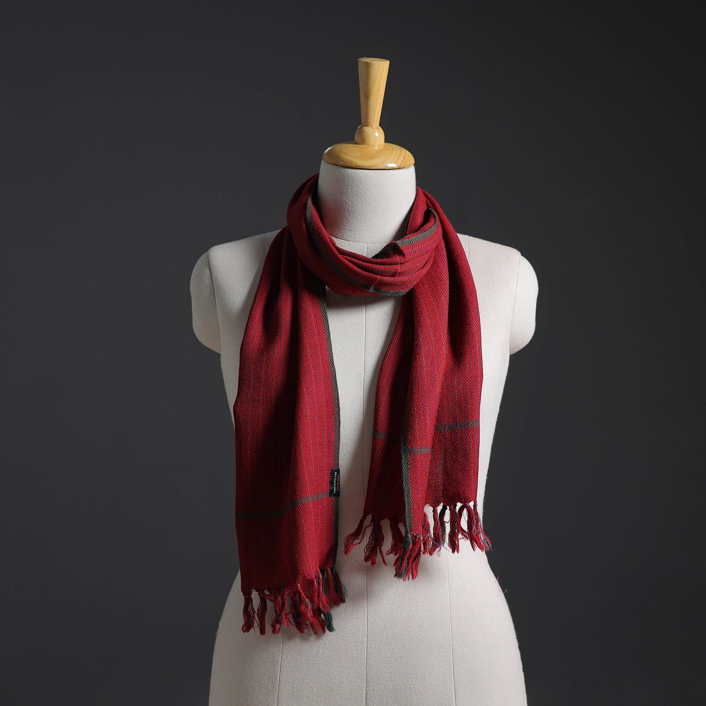 Red - Kumaun Handwoven Pure Merino Wool Scarf 221