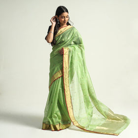 Buy Traditional Chanderi Silk Handloom Saree with Zari Border & Buti Online at iTokri.com