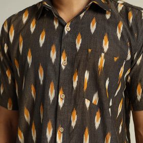 Buy Green Pochampally Ikat Weave Cotton Men Half Sleeve Shirt 03 Online at iTokri.com