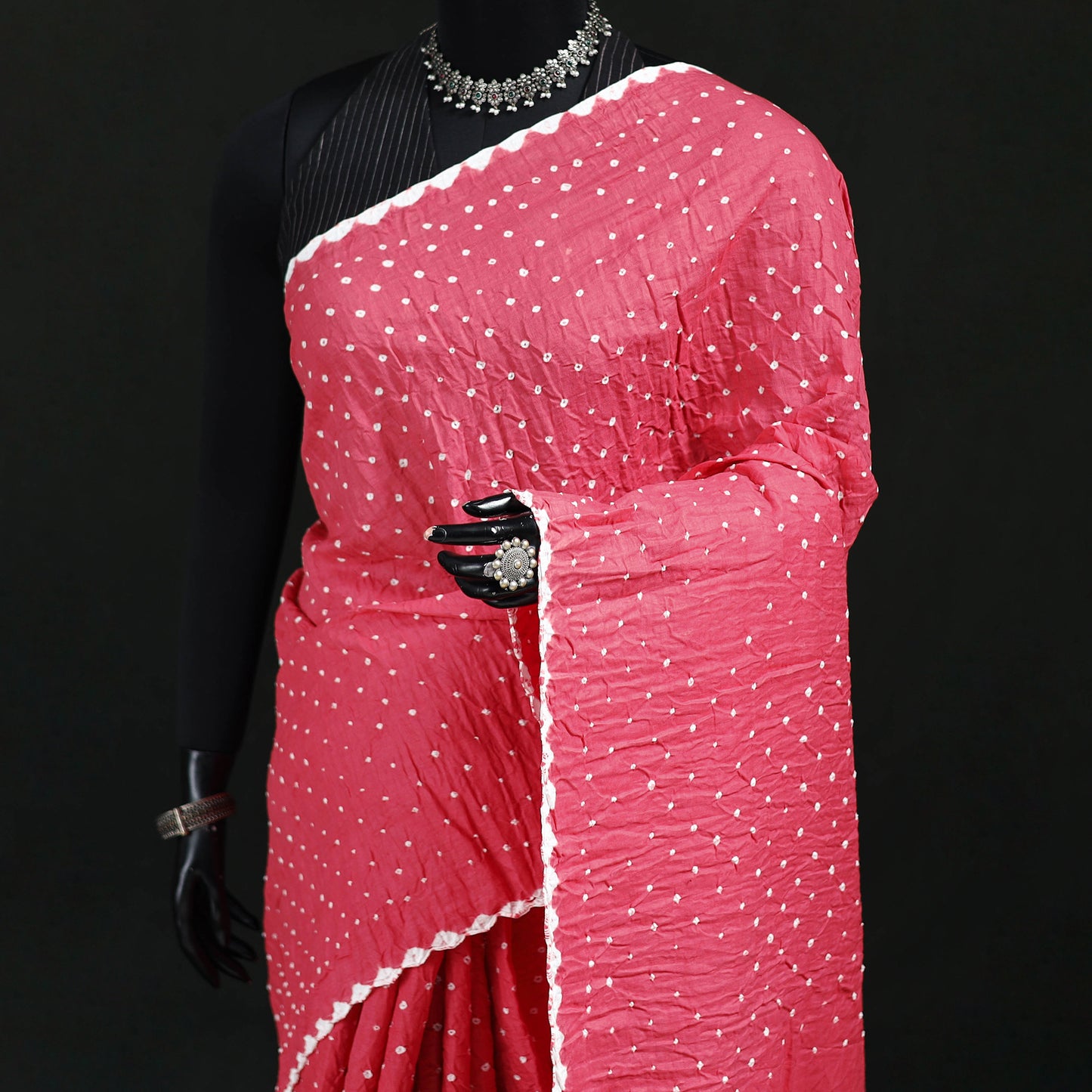Kutch Bandhani Tie-Dye Cotton Saree 29