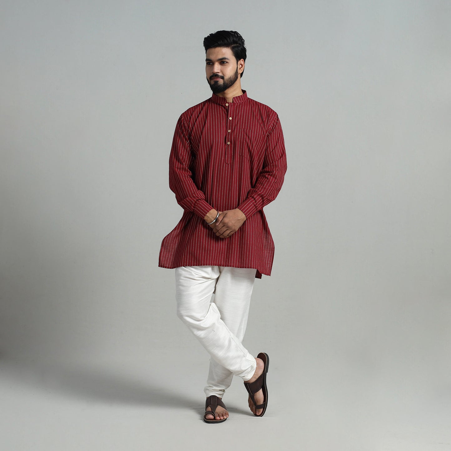 Cotton Short Jacquard Kurta for Men 02